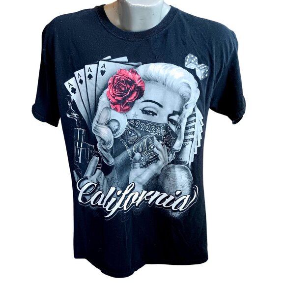 Men's T-shirt Large Gangsta OG Glamour Woman Gildan Heavy Cotton California - Picture 2 of 4